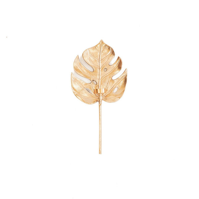 Housevitamin Monstera Leaf Kerzenhalter – Gold – 23 x 8 x 47 cm