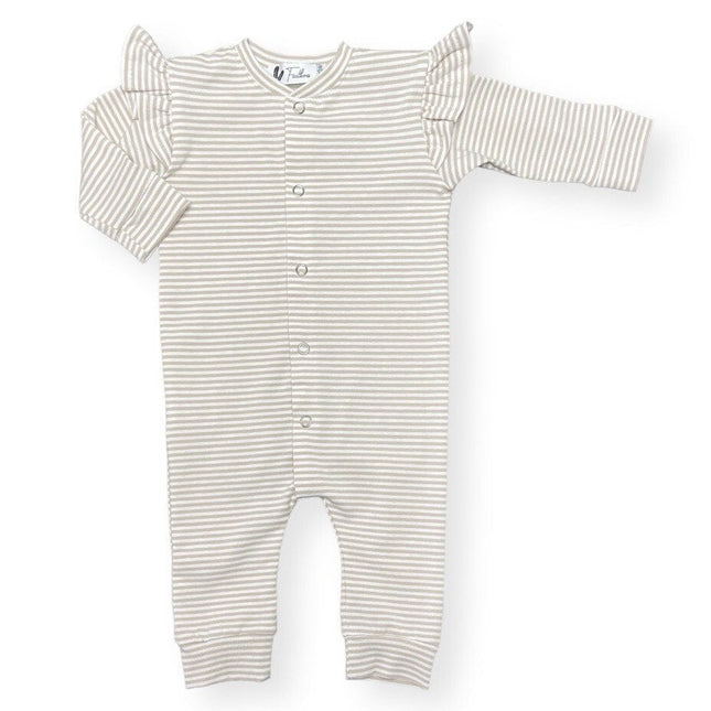 Playsuit Rüsche kleine Streifen Elfenbein