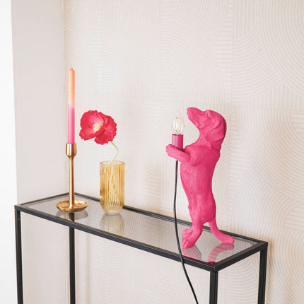 Lampe - Dackel - Polyresin - Rosa - 10x15x38cm