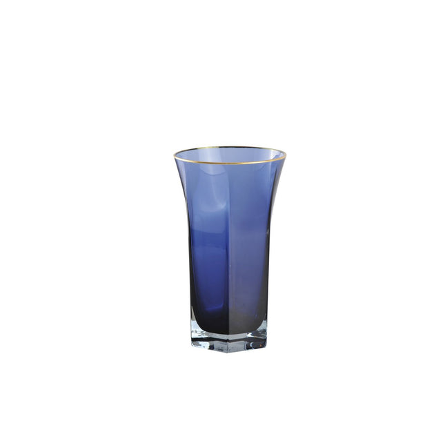 BLAUER NIEDRIGER BECHER MIT GOLDRAND – 6ER-SET