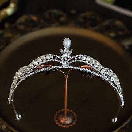 Perlen Krone-Prinzessin-Look Kristallbraut-Tiaras mit Perlen